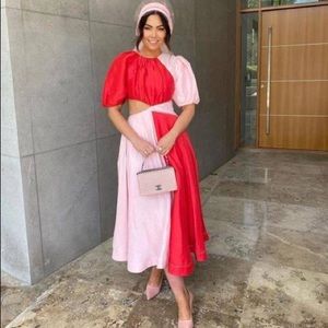 Red and pink Aje dress